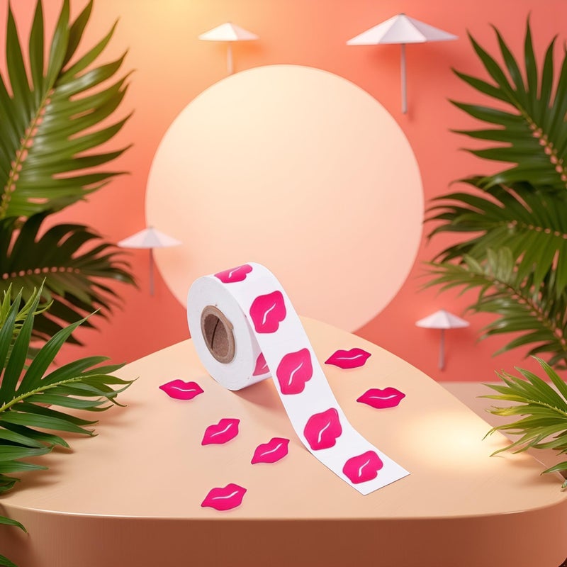 Bwexxt ٥٠٠ قطعة من ملصقات تسمير الشفاه، ملصقات وردية اللون مثقبة ذاتية اللصق على شكل قبلات، ملصقات سرير تسمير ذاتية اللصق قابلة للإزالة، ملصقات جسم مثقبة قابلة للإزالة لتسمير البشرة - Image 3